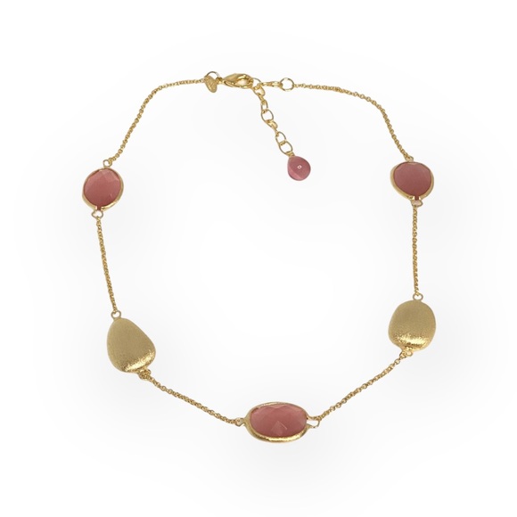 new Rivka Friedman ๐  Pink Cat's Eye Gemstone Necklace ๐  Satin Finish Gold ๐  - Picture 4 of 16